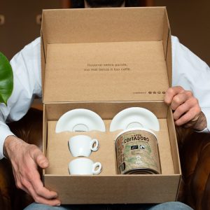 kit caffè per due lattina respecto e tazzine